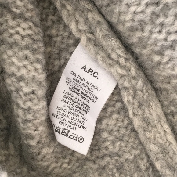NWT A.P.C. Grey Alpaca Cable Sweater. Size S. - Picture 3 of 5